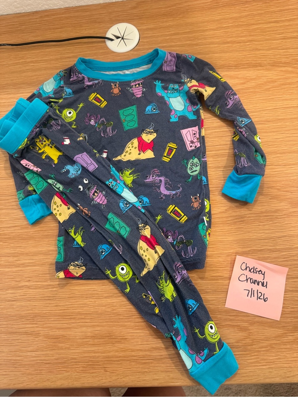Little Sleepies Monsters Inc Pajama Set in Navy & Teal